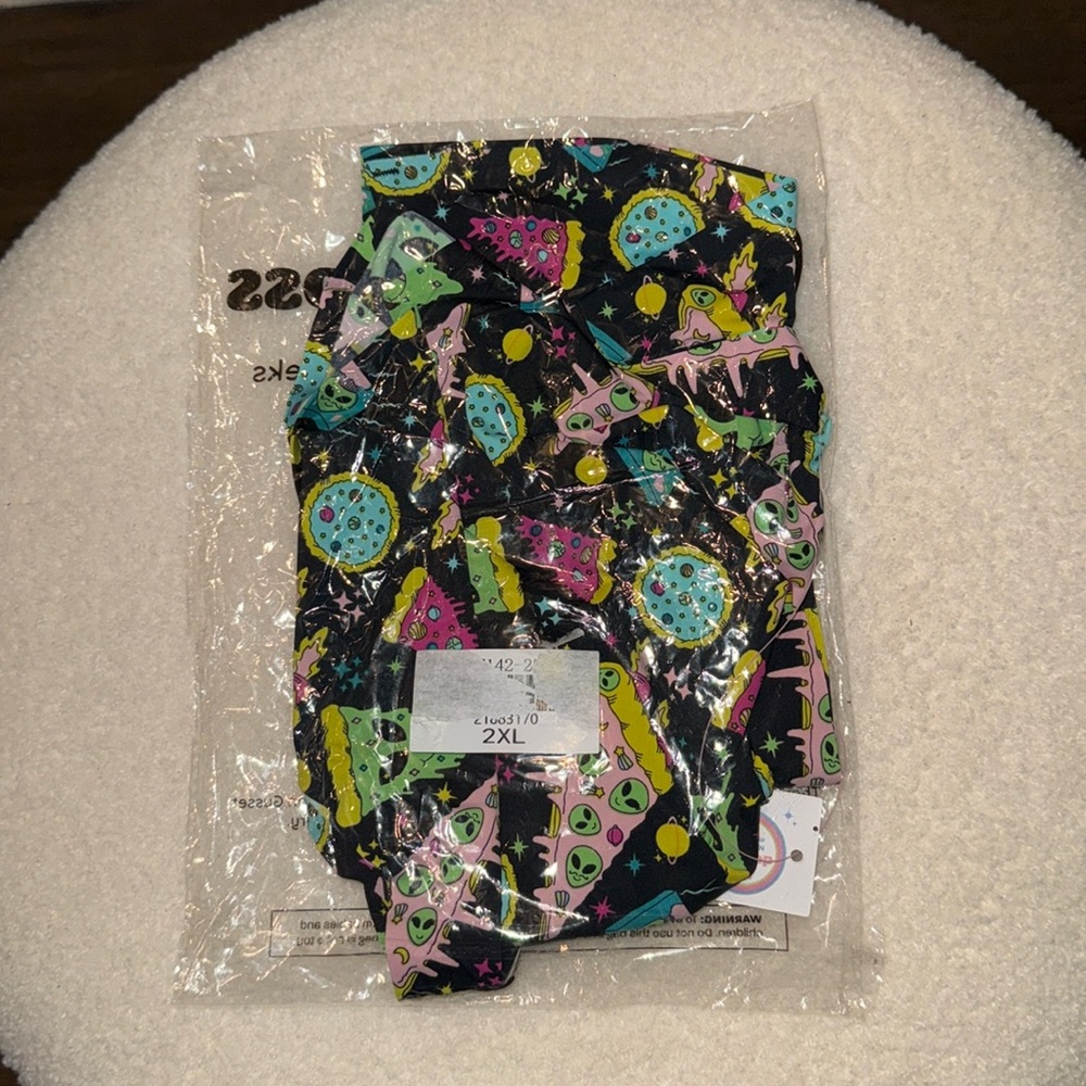 Cheek Boss Brief Size 2X Alien Pizza Print Nylon and Spandex Panty
